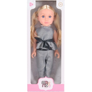Moni Кукла Moni Toys - Darling Doll, със сив кариран тоалет, 46 cm (111829)