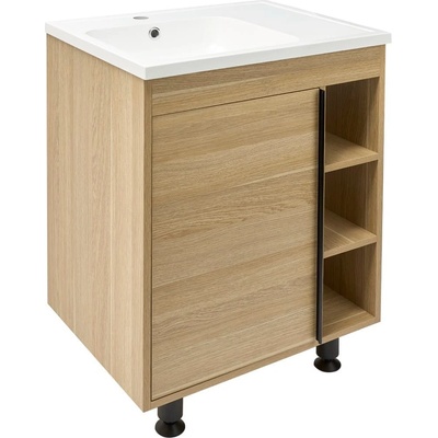 Naturel Koupelnová skříňka s umyvadlem Naturel Lucca 59x70x45 cm dub mat LUCCA60D LUCCA60D