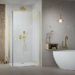 Radaway Правоъгълна душ кабина с люлееща се врата Radaway Essenza KDJ 120x110 см златисто-прозрачна дясна (1385042-09-01R+1384053-01-01)
