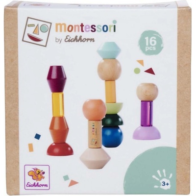 Eichhorn DŘEVO Montessori stohovací bloky 16 ks