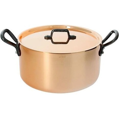 de Buyer Měděný hrnec s poklicí PRIMA MATERA 28cm 8l tmavá rukojeť