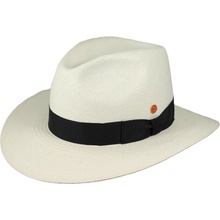 Luxusní panamský klobouk Fedora bělený s černou stuhou Mayser Menton UV faktor 80