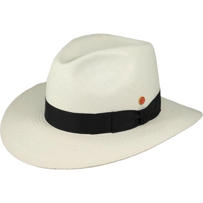 Luxusní panamský klobouk Fedora bělený s černou stuhou Mayser Menton UV faktor 80