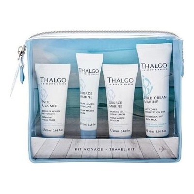 Thalgo Source Marine pro ženy hydratační balzám 20 ml + pleťové sérum 15 ml + čisticí pěna Eveil a la Mer 20 ml + tělové mléko Cold Cream Marine 30 ml + kosmetická taška dárková sada