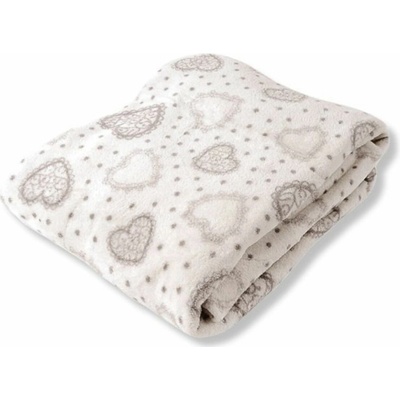 TEXFACE Deka mikrofleece srdce bílá 150x200