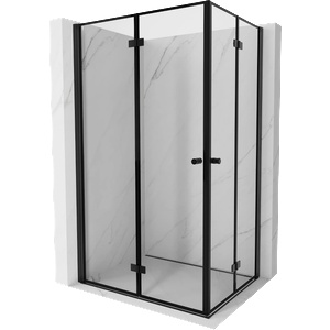 Mexen Mist-F Duo сгъваема душ кабина, лява 90 x 75 см, черна рамка, черна - 8A6-090L-075P-70-70 (8A6-090L-075P-70-70)