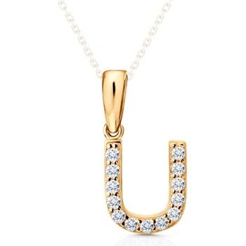 SAVICKI Висулка с буква u savicki: жълто злато, цирконий