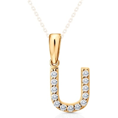 SAVICKI Висулка с буква u savicki: жълто злато, цирконий