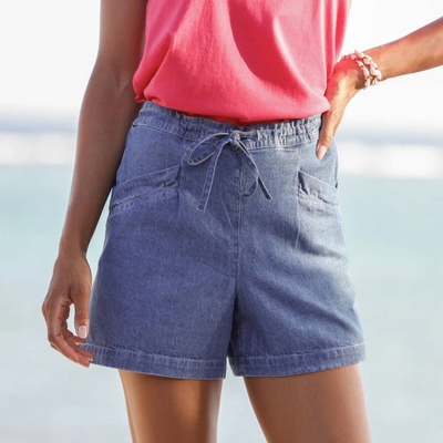 Šortky z lehkého denimu sepraná modrá