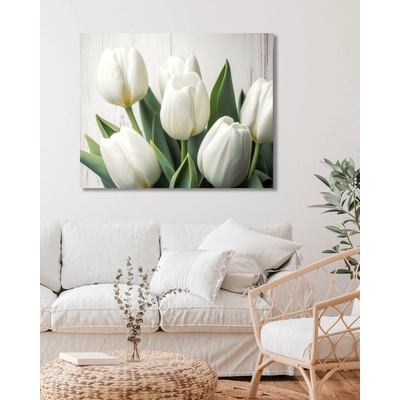 ZUTY Obrazy na stenu - Biele tulipány 2 Rámovanie: bez rámu a bez vypnutia plátna, Rozmer: 40x50 cm
