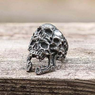 NNM пръстен Roaring Multifaceted Skull - 11084-SI-BXG