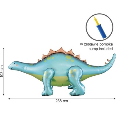 Godan Balónek fóliový Stegosaurus s pumpou 238 cm