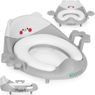 Ecotoys Nástavec na toaletu pro děti s úchyty měkký polštář šedý