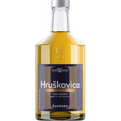 Žufánek Hruškovica z dubového sudu 40% 0,5 l (čistá fľaša)