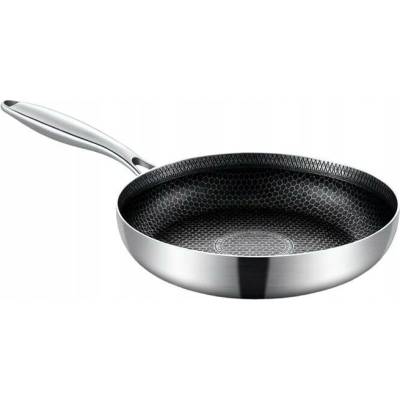 Wok Edenberg 28 cm stříbrný s nepřilnavým povrchem a poklicí