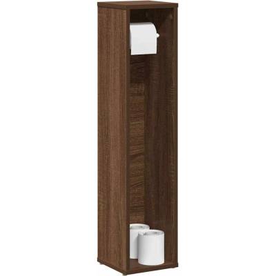vidaXL Шкаф за баня с поставка за ролкови ролки, кафяв дъб, 20, 5x20x90 см (858512)