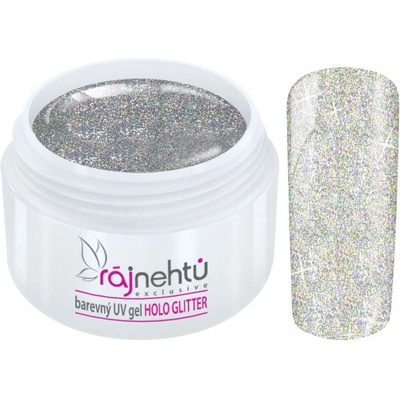 Ráj nehtů Barevný UV gel Holo Glitter Silver 5 ml