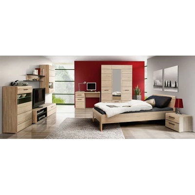Black Red White Легло 160/200 с подматрачна рамка Соло - дъб сонома