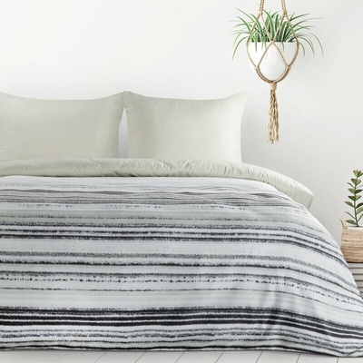 Takoy Povlečení 140x200 cm, 2-dílná sada z mikrovlákna, barva bílá, grafitová s motivem pruhů VERANO3 design 91-HF-475473 | 140 x 200 cm