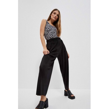 Moodo Черни панталони с широки крачоли от ребрест материал Moodo Moodo | Cheren | ЖЕНИ | XS