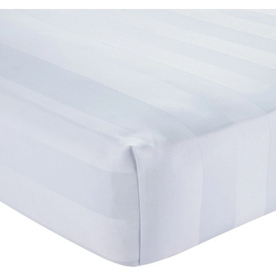 Catherine Lansfield Бял еластичен сатенен чаршаф 150x200 cm So Soft Satin Stripe - Catherine Lansfield (BD/61208/W/KFD/WH)