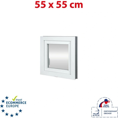 OKNA-HNED.SK Plastové okno 55x55 cm (550x550 mm) biele otváravé aj sklopné ľavé TROJSKLO