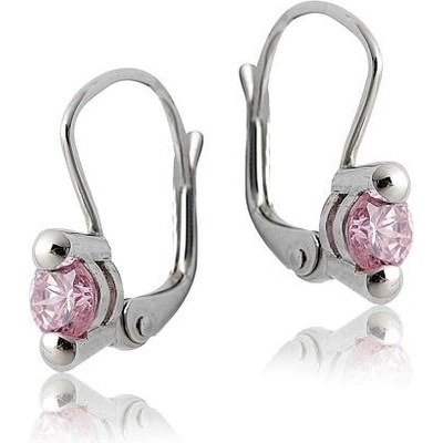 INFINITYSILVER Stříbrné náušnice PETRA s růžovým zirkonem KE4RZp