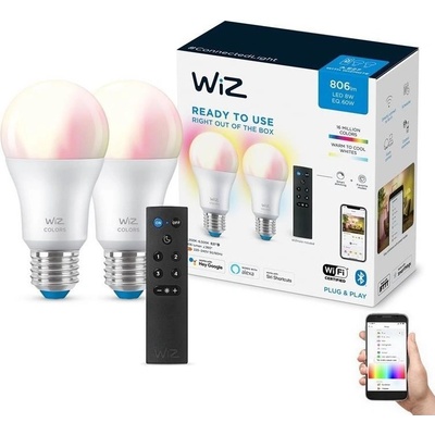WiZ SADA 2x LED RGBW Stmívatelná žárovka A60 E27/8,5W/230V 2200-6500K Wi-Fi+DO - WI0150