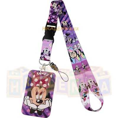 Šňůrka na krk se sponou 23200 s cedulkou na karty Minnie Mouse