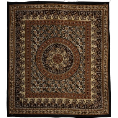 BOB Batik indický přehoz na postel Moghul Paisley okrovo hnědý 230 x 200 cm bavlna. King size. Dvoulůžko.