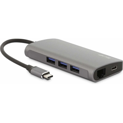 LMP Мултифункционален хъб за свързване на допълнителна периферия за компютри с USB-C - LMP USB-C Network & USB 3.0 Hub (тъмносив) (17110)