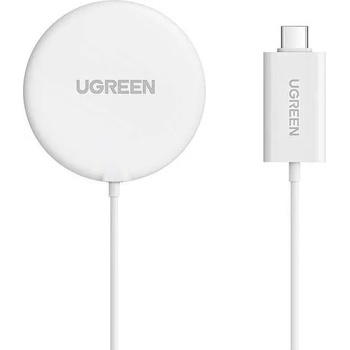 Image 1 of UGREEN Magnetic Wireless Charger 15W - поставка (пад) за безжично зареждане на iPhone с Magsafe (бял)