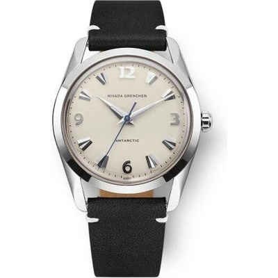 Nivada Grenchen Antarctic 35 mm Eggshell White Luminova Black leather White Stitching