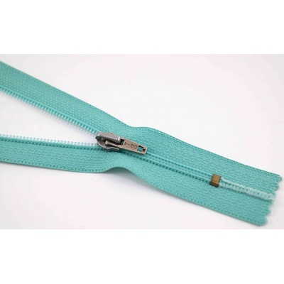 Nedeliteľný jemný plastový špirálový zips (veľkosť číslo 3) rôzne farby - dĺžka 12 cm - 60 cm 40 cm Zelenomodrá