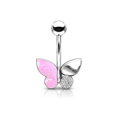 Šperky4U piercing do pupíku motýlek WP01331-P