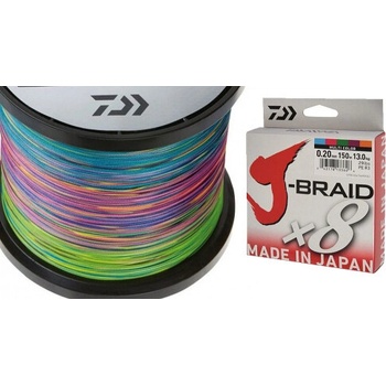 DAIWA splietaná šnúra J-BRAID X8 Multi-color 300 m - 0,22 mm, 17 kg, 300 m