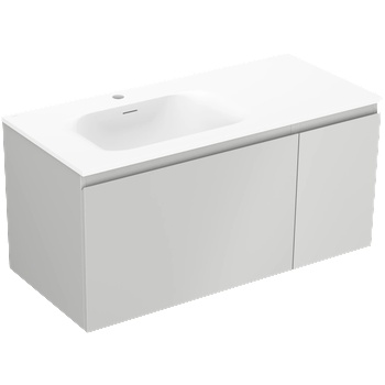 Mexen Orio шкафче за баня 90 см с мивка Vela лява, 1S, 1D, сиво мат/бяло мат (91A13-09047-3-BBFF62-W23L01)