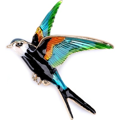 Stoklasa brož ptáček 2 zelená smaragdová