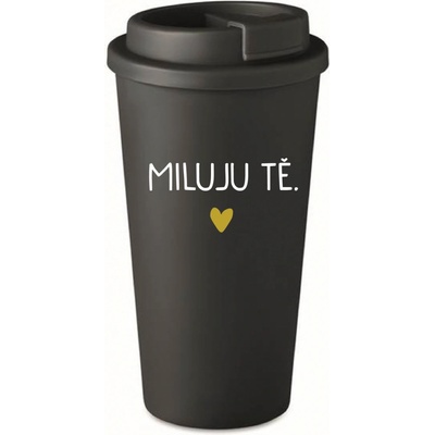 Giftela MILUJU TĚ. černý termohrnek 475 ml