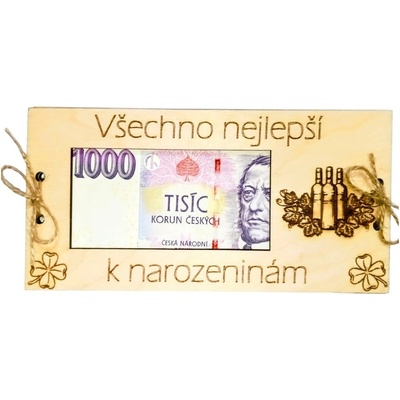 Dekorace z Řečice Dřevěná karta na peníze víno