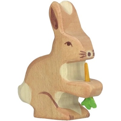 Holztiger Дървена фигурка Holztiger - Заек с морков (80102)