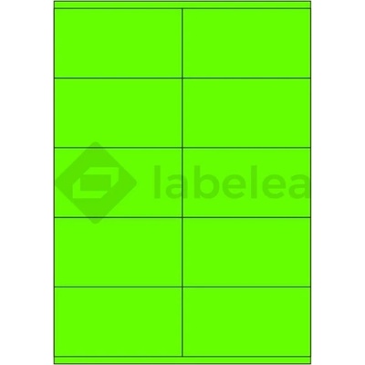 Labelea Samolepiace etikety 105x57 mm signálne farebné papierové, na hárku A4, pre laserovú tlač, Farba etikiet Signálna zelená, Počet hárkov v balení 100 EPY105057SG010S