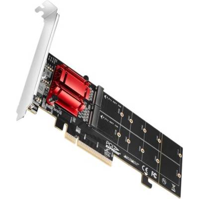 AXAGON PCIe контролер AXAGON PCEM2-ND за 2 x NVMe M. 2 SSD, PCIe 3.0 x8, без Bifurcation (PCEM2-ND)