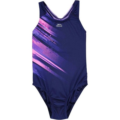 Slazenger Sportback Swimsuit juniorské dívčí navy print