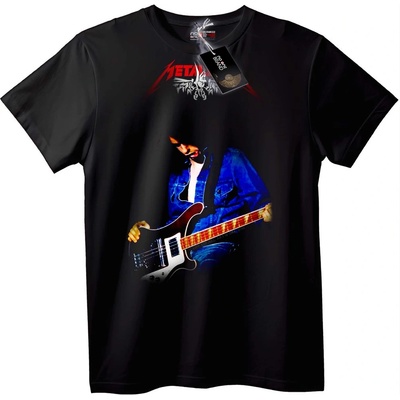 NOONEBRAND Тениска Metallica Бас Музикант - S, White