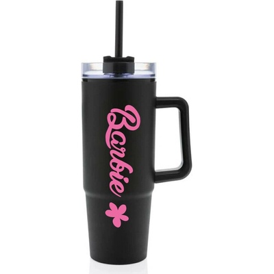 Barbie černý cestovní hrnek s průhledným víčkem 900 ml