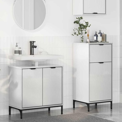vidaXL Комплект мебели за баня 2 бр. Лъскаво бяло 39, 5 x 36 x 88 см (3393097)