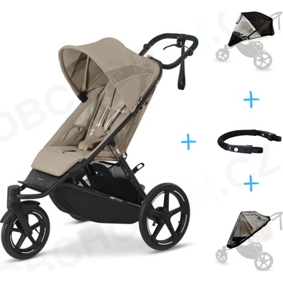 Cybex Set 4v1 Avi Spin Almond Beige 2024 + pláštenka Thule + ochranná sieť + madlo