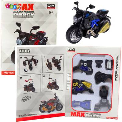 Leantoys Motocykl na sestavení Twisting Metal DIY modrý 1:14