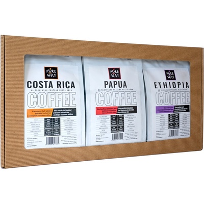 Pureway Darčekový set mletých Costa Rica Ethiopia Papua 0,6 kg